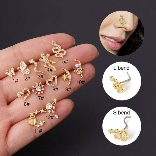 Zircon L & Screw Nose Studs