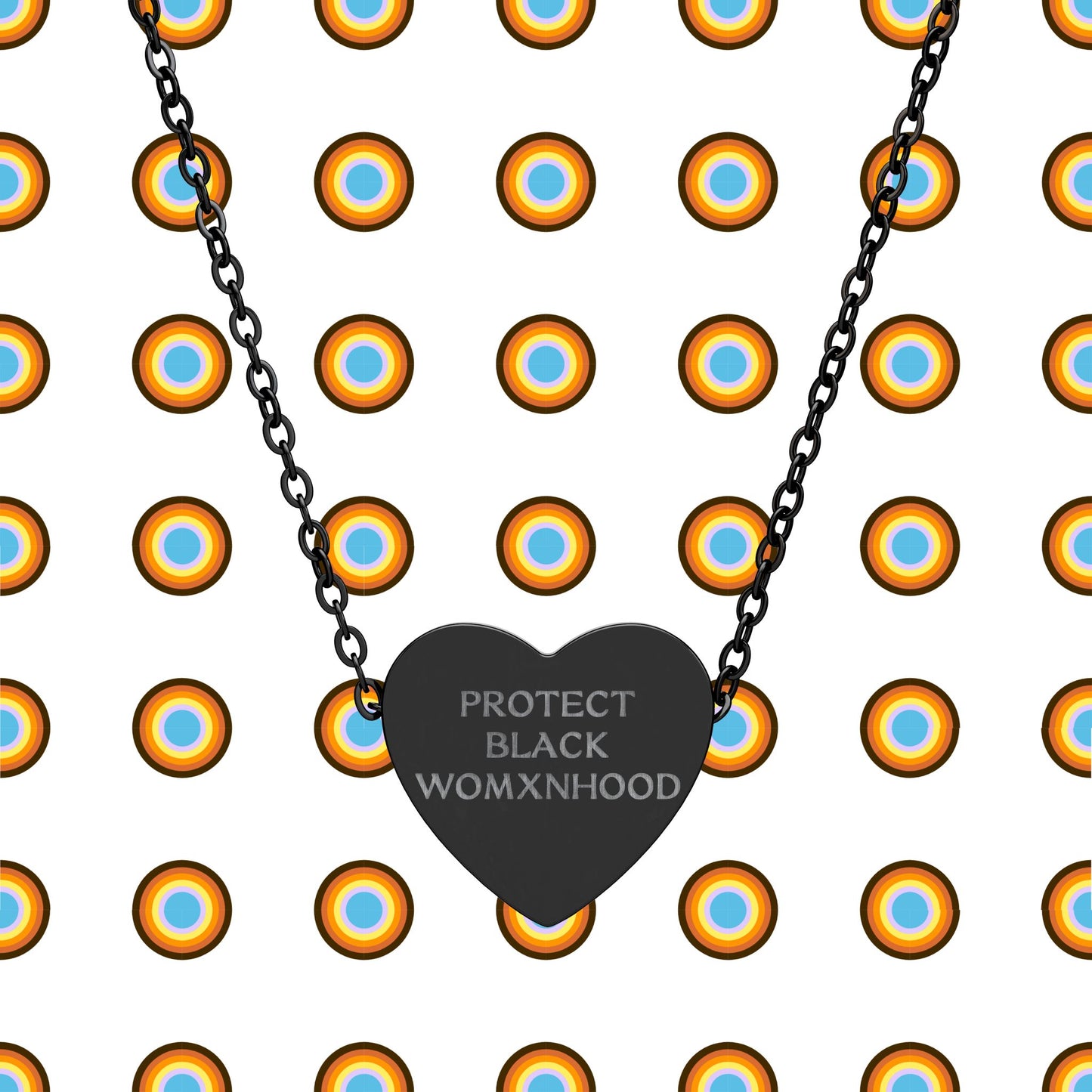 “Protect Black Womxnhood” —  Engraved Heart Pendant Necklace