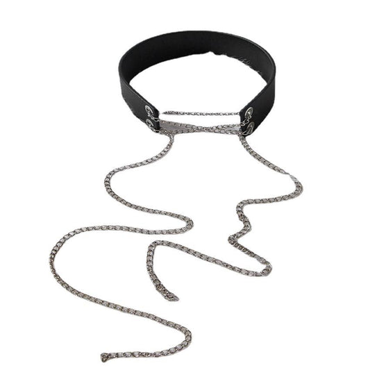 Chain Lace-up Leather Necklace