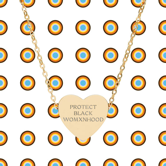 “Protect Black Womxnhood” —  Engraved Heart Pendant Necklace