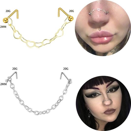 Double Nose Chain Piercing