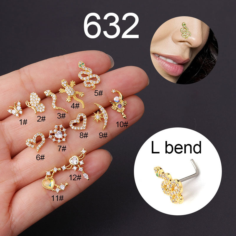 Zircon L & Screw Nose Studs